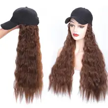 Модный парик бейсбольная кепка для женщин длинные вьющиеся волосы парик женский Snapback хип-хоп шляпа gorras