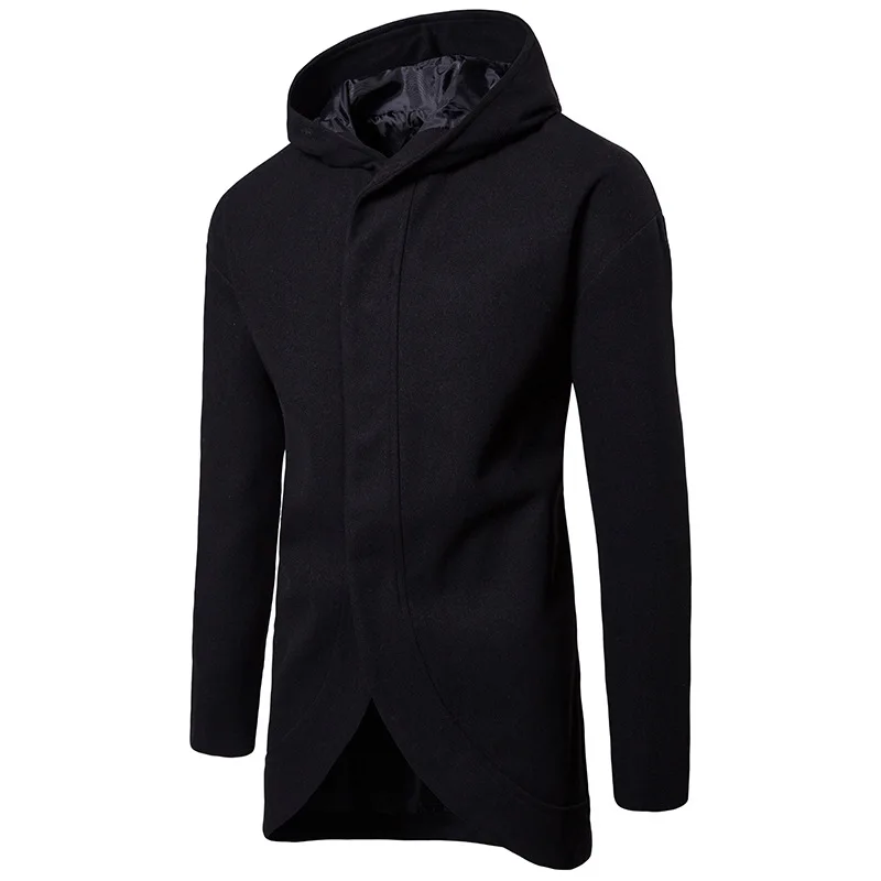 Autumn Winter Men Woolen Coat Fashion Black Hooded Slim Fit Long Sleeve Boys Wool Blend Coat Plus Size Casual Mens Overcoat Xxl Autumn Winter Men Woolen Coat Fashion Black Hooded Slim Fit Long Sleeve Boys Wool Blend Coat Plus Size Casual Mens Overcoat Xxl
