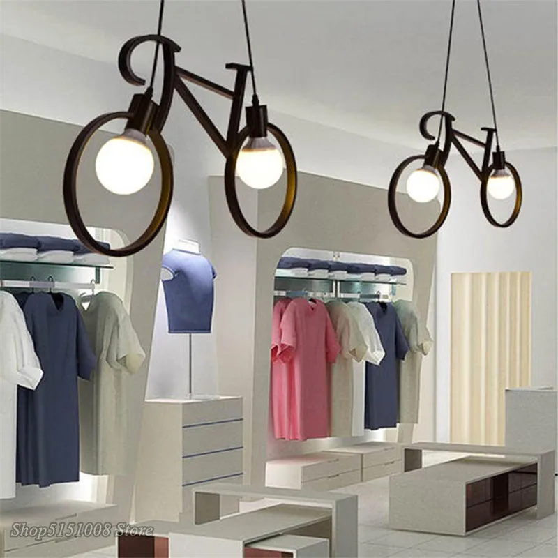  Retro Pendant Light Creative Iron Bicycle Pendant Lamp Living Room Simple Restaurant Bar Industrial - 33009868414