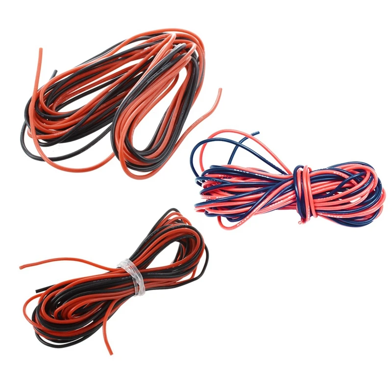 

Big deal 2X 3M 26 Gauge & 20 Gauge & 24 Gauge Awg Silicone Rubber Wire Cable Red Black Flexible (Total 6 Pcs)