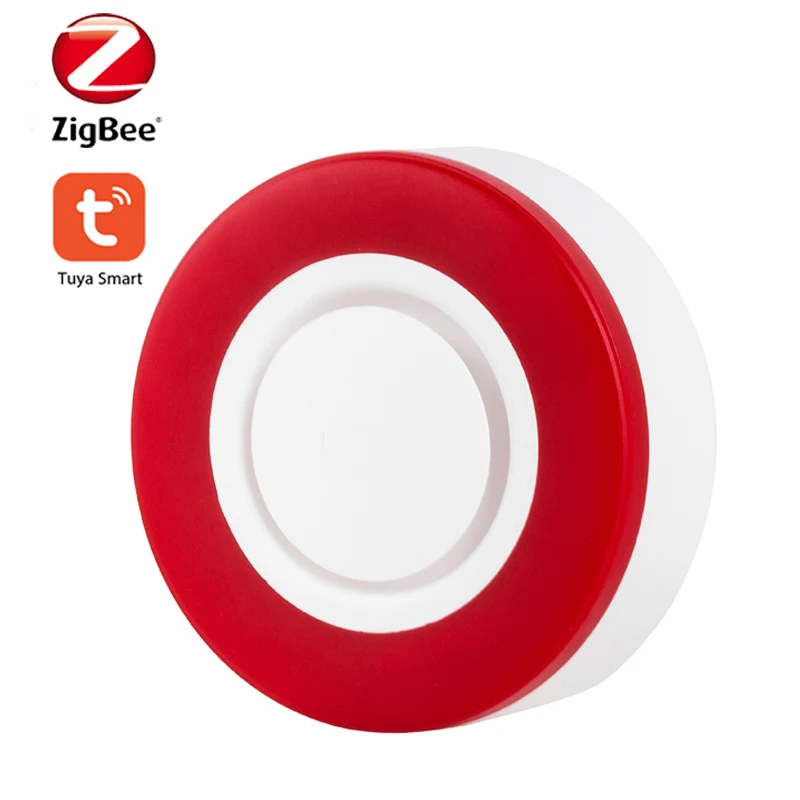 Tuya Smart Life Zigbee Alarm Siren Red Flashing 95db Warning Horn Speaker