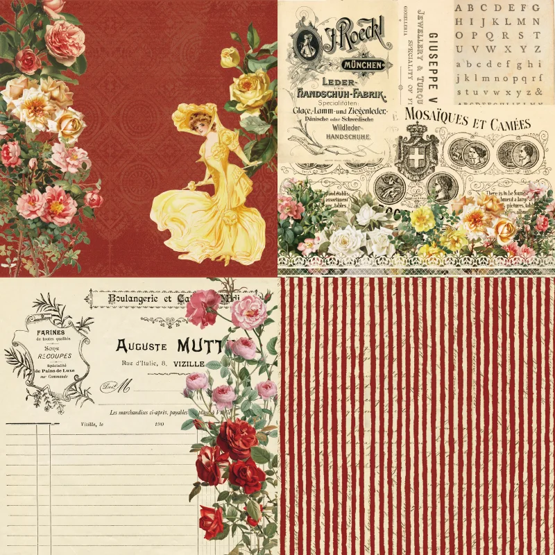 Rose Vintage Paper 24 sheets 6X6 for Scrapbooking