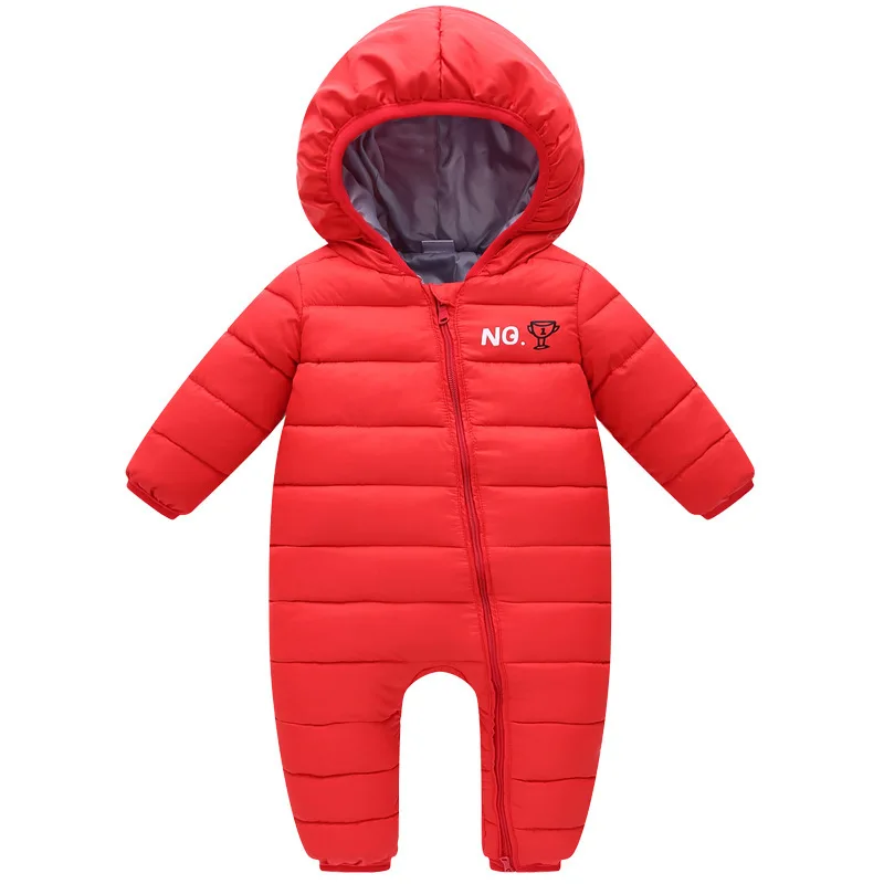 SHUJIN зимний утепленный комбинезон для малышей; теплые комбинезоны с капюшоном для новорожденных; теплая верхняя одежда для малышей; Спортивный костюм для мальчиков и девочек; Пижама - Цвет: Red