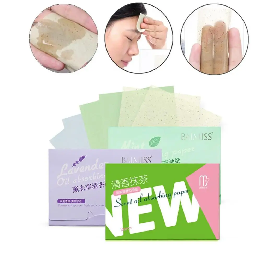 

100sheets/pack Green Tea Facial Oil Blotting Sheets Paper Cleansing Face Oil Control Absorbent Paper Beauty makeup tools