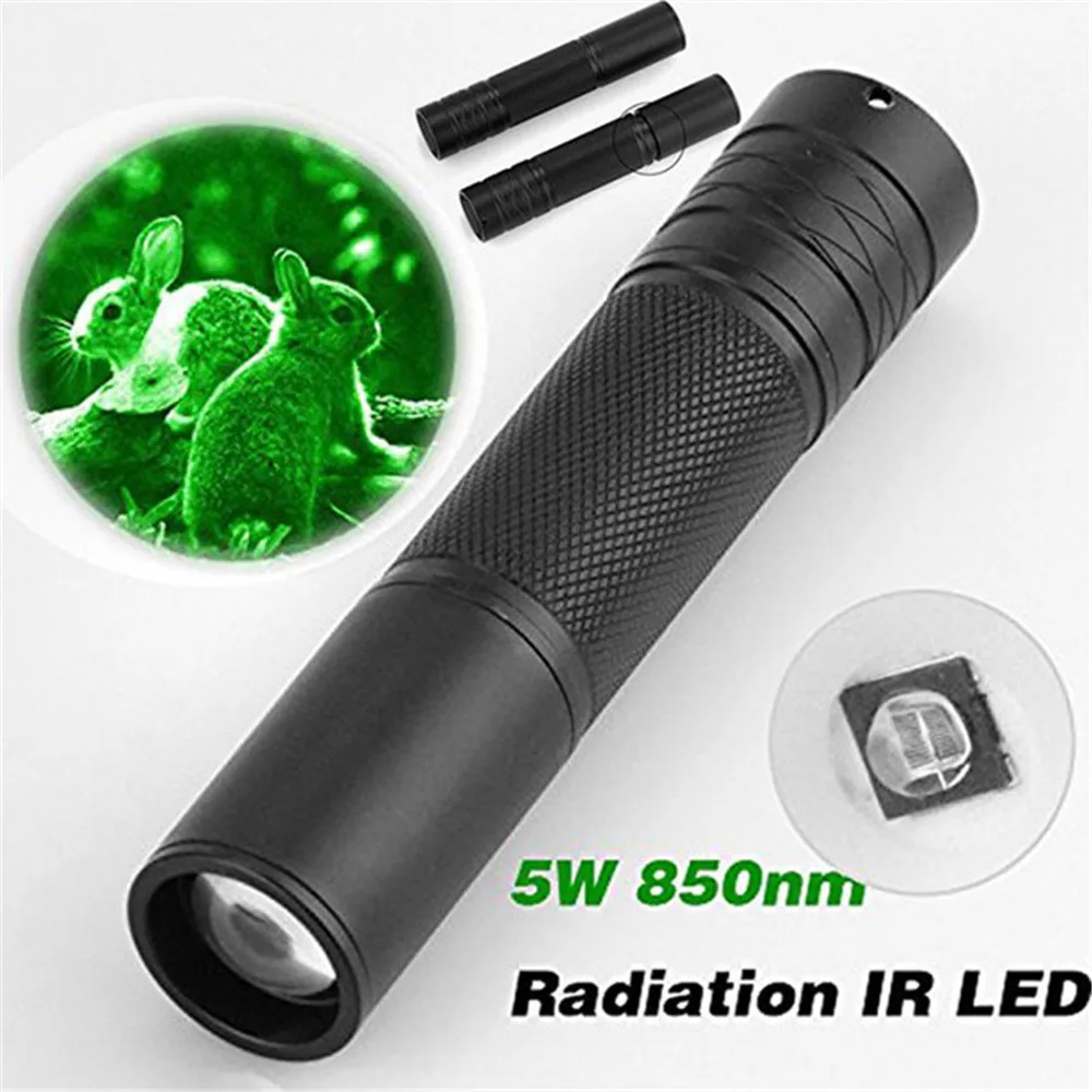 

5W 850nm LED Infrared IR Flashlight Torch Zoomable For Night Vision Scope Single File Flashlight 18650 Rechargeable Battery