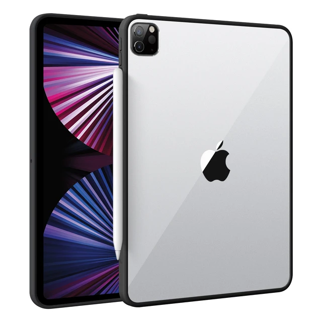 SUAIOCE Protective Tablet Case For iPad Pro 2021 11 12.9 Case Anti-bend Shockproof Cover Matte Clear Back For iPad Pro 11 inch Clear Black-Black