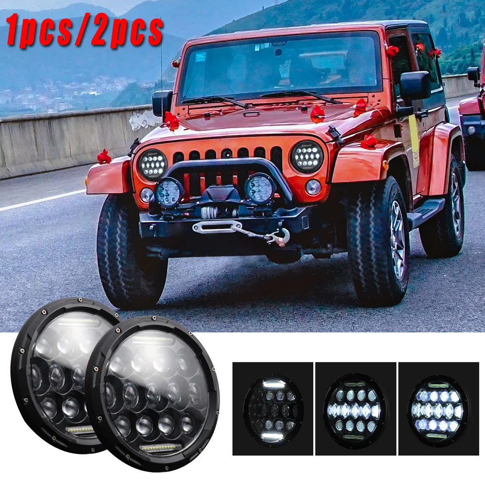280W 7-дюймовый глаза ангела фары 27 бусин DC12V для Jeep Wrangler JK TJ 97-17 2* светодиодный задний фонарь/2* H4-H13 адаптер