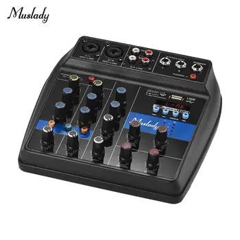 

4-Channel BT Mixing Console Digital Audio Built-in Reverb Effects +48V Phantom Power 2-band Supply for DJ Karaoke Audio Mix