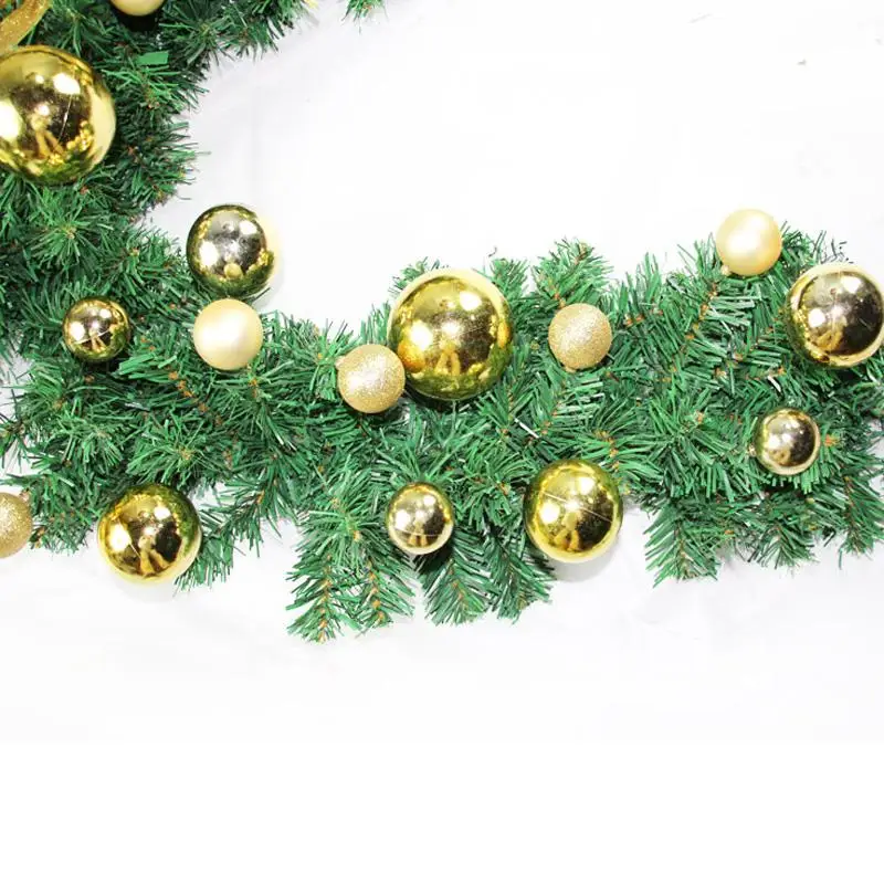 2. 7 м(9 футов) искусственные зеленые венки, Рождественская гирлянда, гирлянда для камина на Рождество, Год, дерево, вечерние украшения для дома