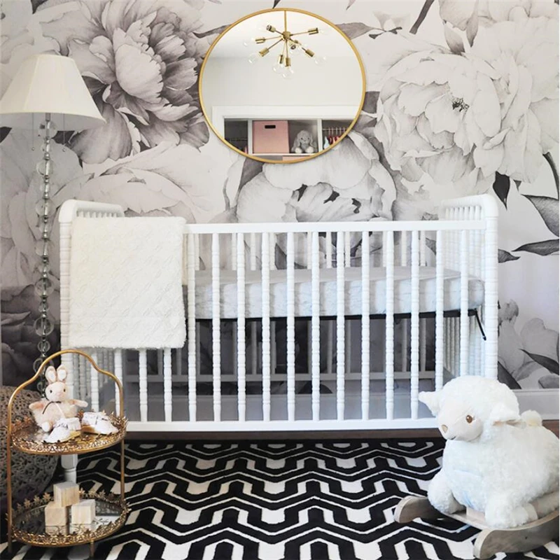Custom Black and white peony flower mural wallpaper wall papers home decor photo wall covering tropical background Wall stickers