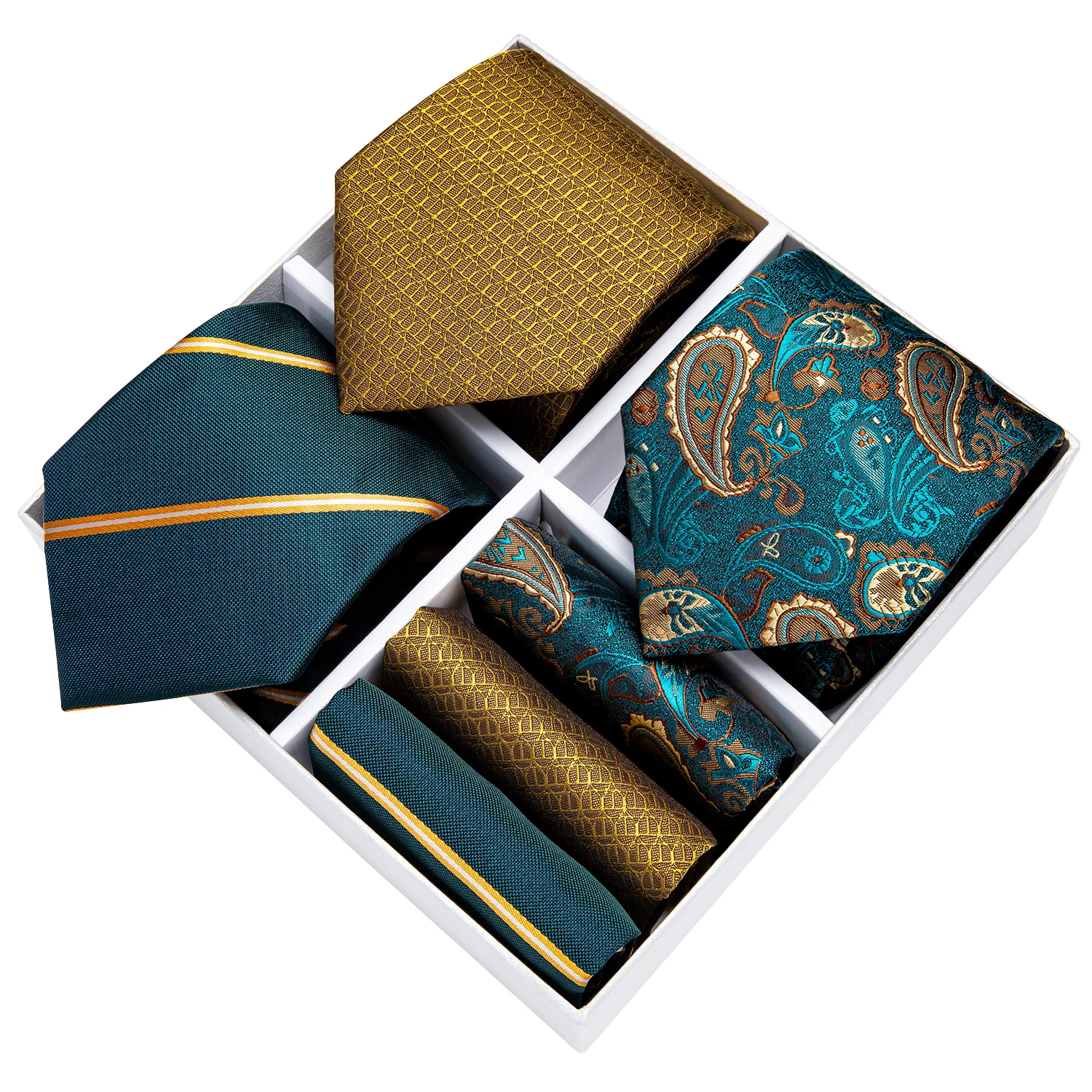 

3 Pack Gift Box Men's Tie Set Gift For Men 8cm Business High Quality Silk Necktie Hanky Cufflinks Tie Clip Wedding Tie DiBanGu