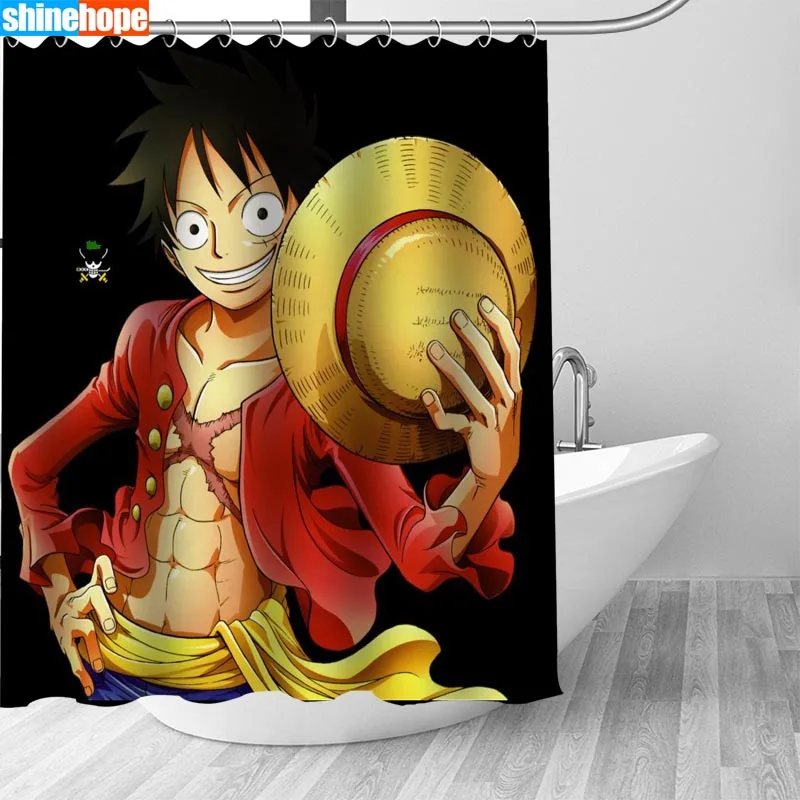 Nordic Polyester Waterproof One Piece Shower Curtains High Quality Anime Luffy Bath Curtain In The Bathroom 180X200cm,165X180cm - Цвет: Shower Curtain 1