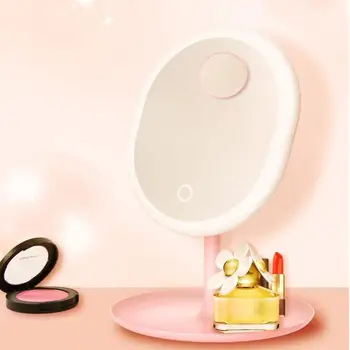 

The new smart eye protection LED tri-color light makeup mirror adjustable touch screen USB charging storage upright removable