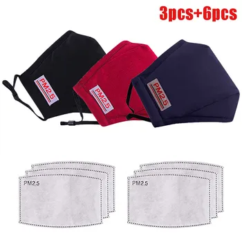 

PM2.5 Protective Masks 3pcs Mask+10pc Filter Anti-Dust Reusable Face Mask Cotton Washable Masks Half Mouth Cover Mondmasker