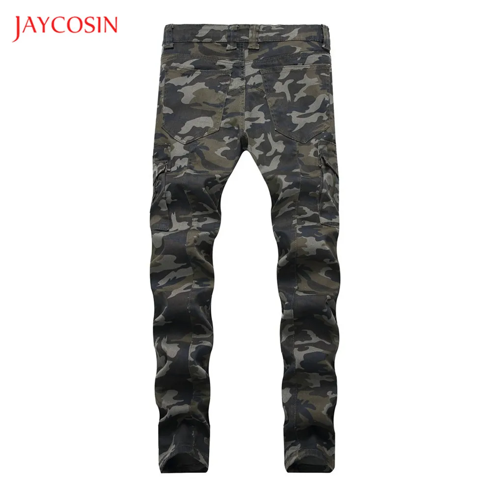 Jaycosin новые модные мужские Джинсы Стрейчевые повседневные мужские камуфляжные джинсы облегающие джинсы-карандаш джинсовые брюки мужские брюки с карманами