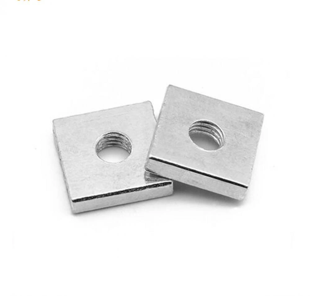 100 Pcs Carbon Steel Thin Square Nut M3 M4 M5 M6 Quadrilateral Block ...