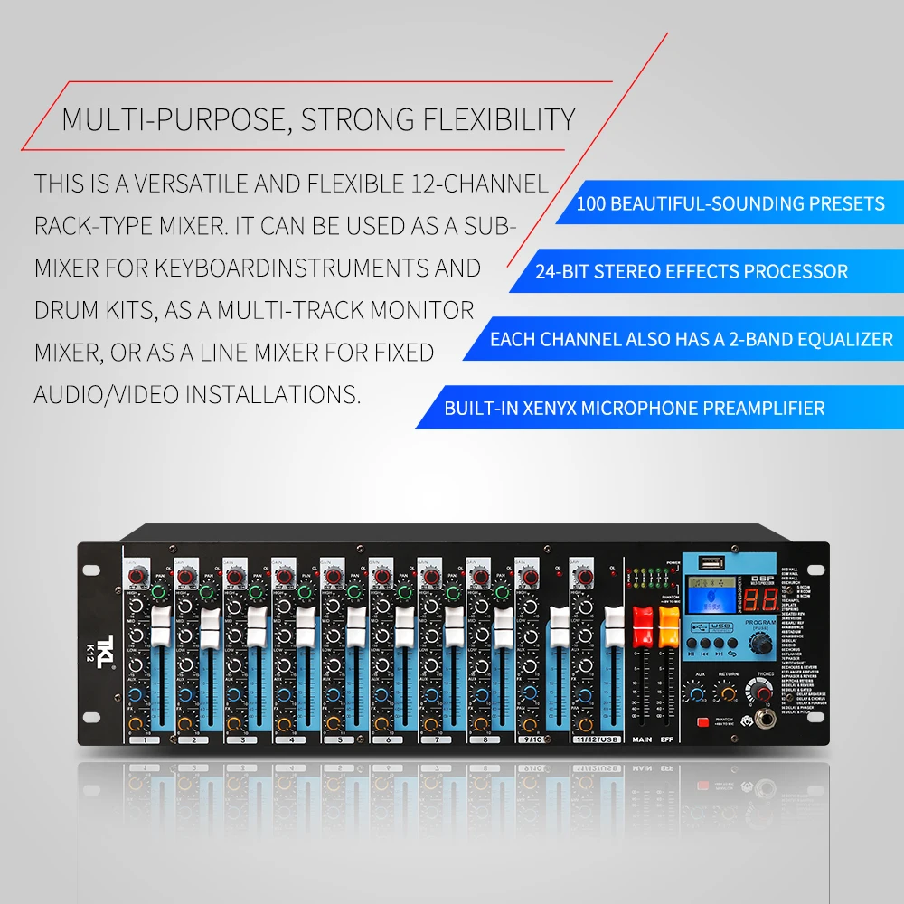 TKL Professional Audio Rack Mixer 12 channels
