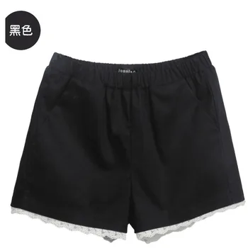 

Plus Size Shorts Lace up Elastic Mid Waist Loose Wide Legs Casual Female Home Comfy Shorts black