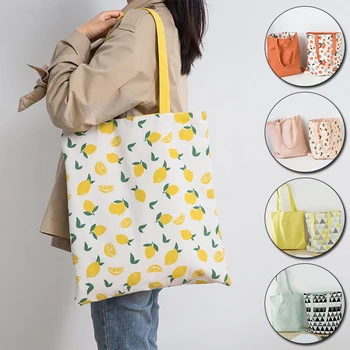 

1Pcs Creative Canvas Double-Sided Dual-Use Hand Bag Cotton Linen Pocket Handbag Shopping Bag Storage Bag Grocery Bag