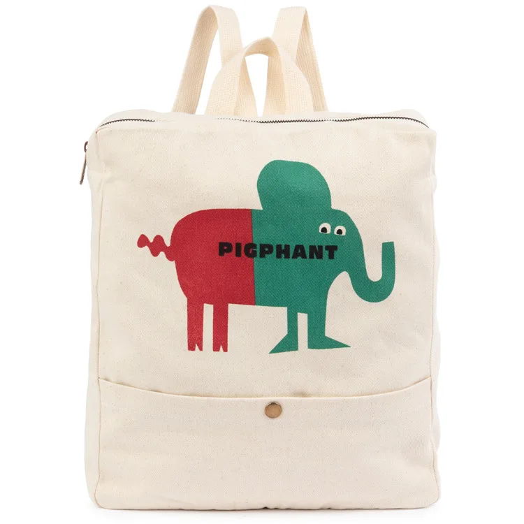 

19 Autumn And Winter New Spain BOBO choses Children Fun Retro Elephant Pigskin Mixed Colors Canvas Backpack