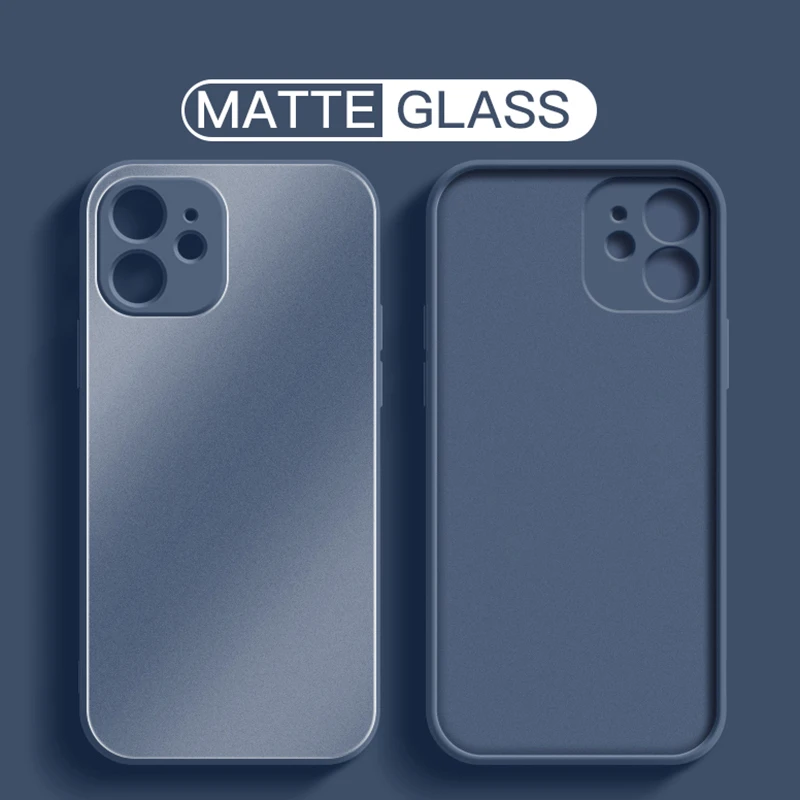 11 phone case Matte Tempered Glass Phone Case For iPhone 13 11 Pro Max 12 Mini XS XR X 7 8 Plus SE 2020 Anti-fingerprint Liquid Silicone Cover iphone 11 card case