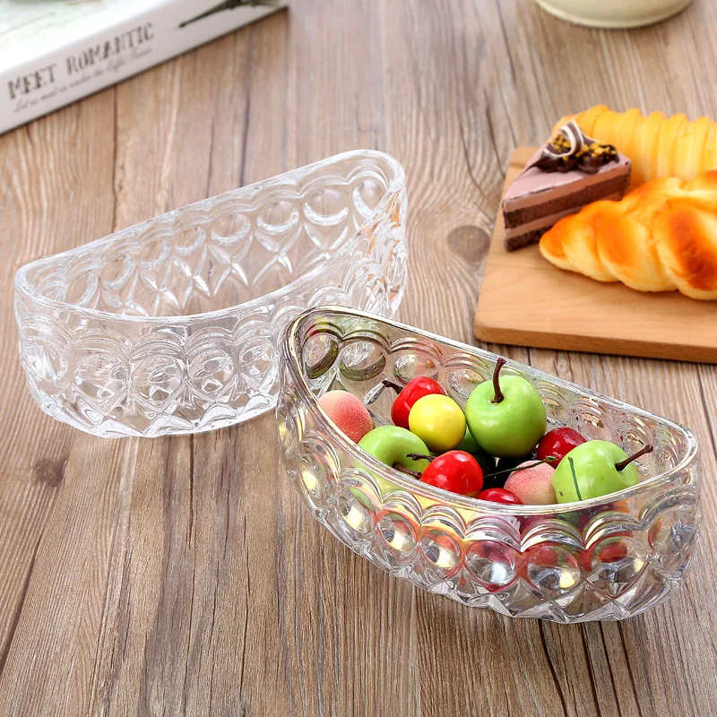 Glass fruit tray Small snack tray Machine press glass fruit bucket food