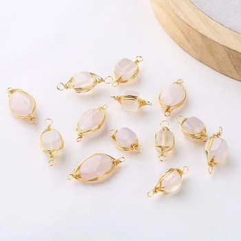 

10pcs/lot Natural Stone special shaped irregular pink crystal charms Beads for DIY Making Finding Accessories
