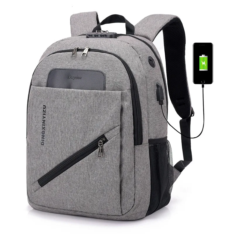 

New Style Casual Men's Shoulder Backpack USB Charging Password Lock Anti-Theft Wear-Resistant Backpack