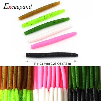 

Exceepand Soft Rubber Worm Fishing Lures 50 PCs 4" Salt Impregnated Assorted Senko Sinking Stick Bass Baits