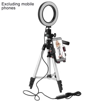 

USB Powered Dimmable LED Phone Holder Studio Photography Makeup Selfie Ring Light Set Tripod Stand Live Broadcast Universal