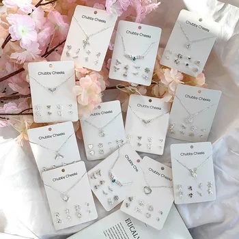 

New Fashion Women Mini Stud Earrings Set For Girls Small Cute Deer Cross Fish Tail Sun Heart Earrings Lady 2020 Korean Jewelry