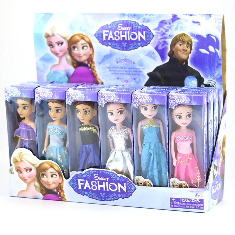 

1Pcs Cartoon Anime Snow White Rapunzel Doll Toy Exquisitely Packed Box 16Cm Princess Elsa Ana Sister Simulation Doll
