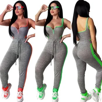 

Sleeveless tank top women's sport pantsuit high waist tight two-piece suit