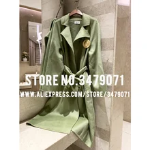 Двустороннее шерстяное вискозное пальто с волнистой поверхностью качество, Женская Роскошная зеленая куртка с авокадо, сшитая вручную