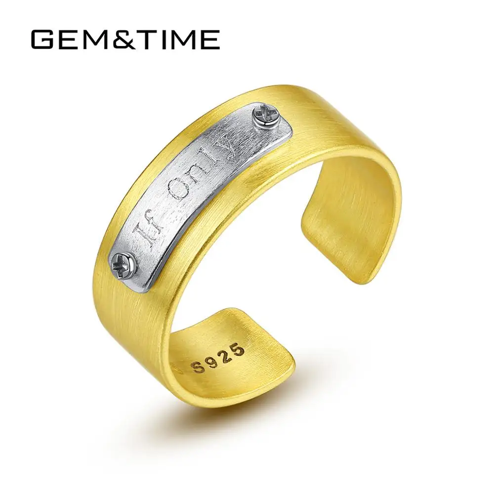 

Gem&Time Letters If Only Hip Hop Rings For Women Men Sterling Silver 925 Opening Finger Rings Anillos Couple Jewelry SR0298