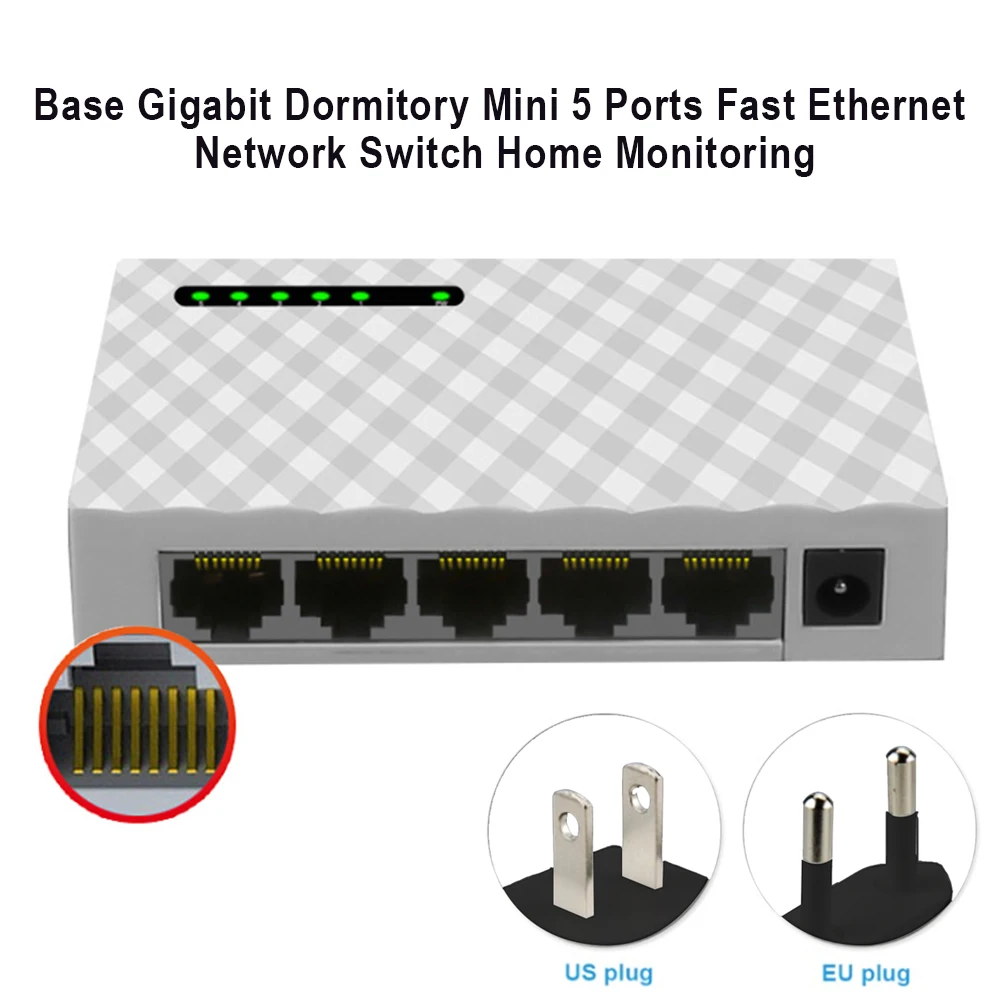 Аксессуары Быстрый Ethernet домашний мониторинг мини сетевой коммутатор база Gigabit LAN настольный офис 5 портов концентратор пластиковый адаптер