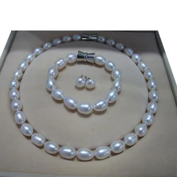 

Free shipping Wholesale price +HOT 10-12MM AAA NATURAL WHITE SOUTH SEA PEARLS NECKLACE&BRACELET&EARRINGS
