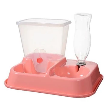 

Household Large Adjustable Automatic Pet Feeder Drinking Fountain Dog Bowl Drinking Fountain Dog Cat Food Bowl Pink