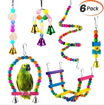 

6PCS Parrot toys Birds Toys Swing Bird Chewing Toys Birds Cage Toy