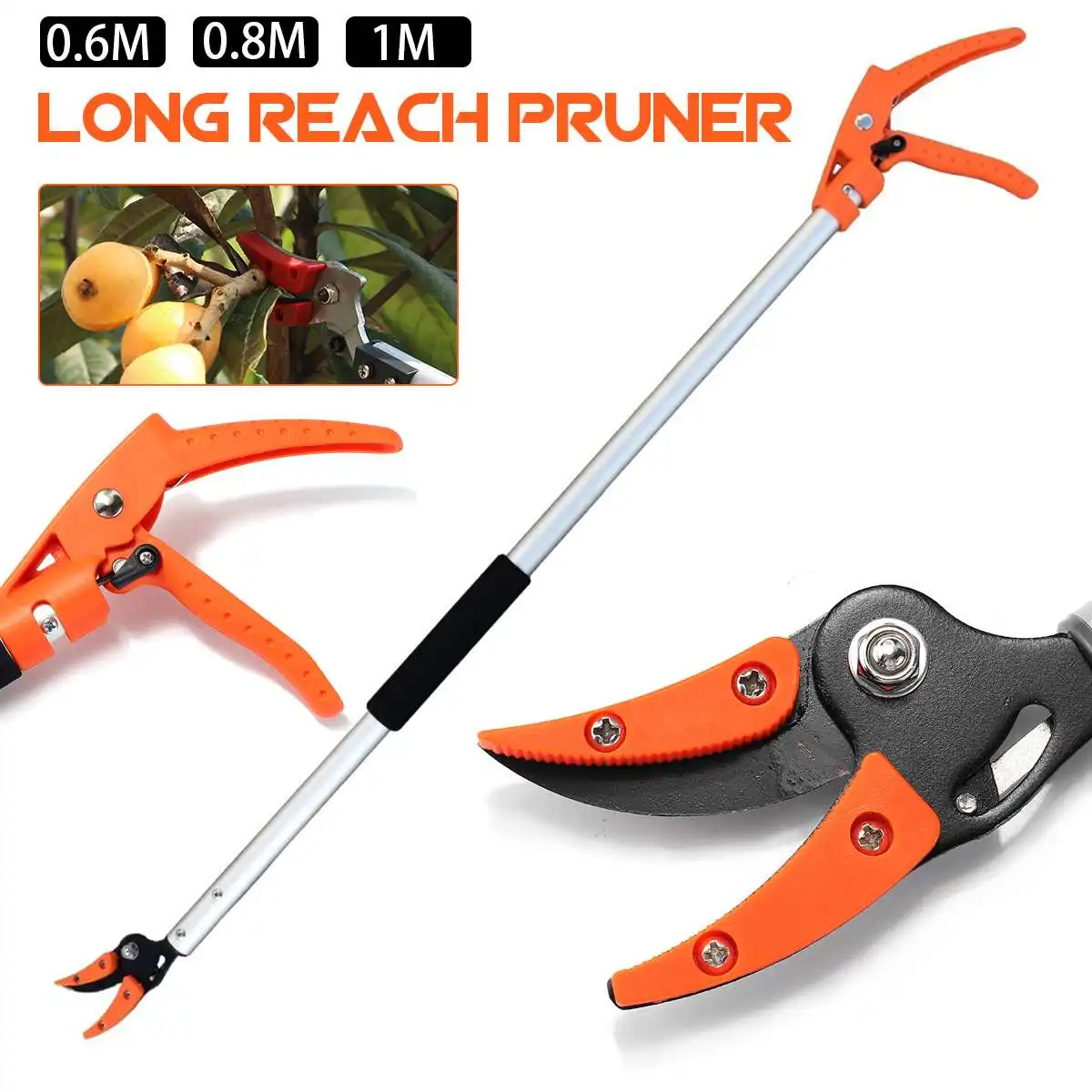 0.6-2M Extra Long Telescopic Pruning and Hold Bypass Pruner Max Cutting 1/2 inch Fruit Picker Tree Cutter Garden Supplies