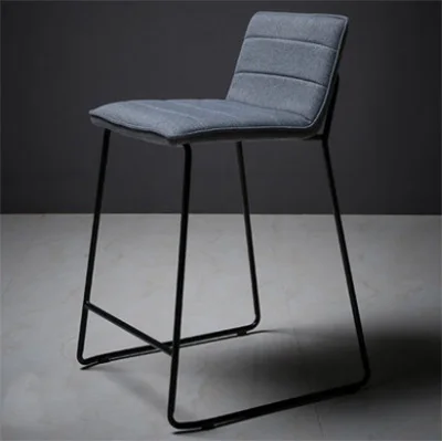 Стул мебель обеденный стул барный стул с высокой ногой кожаный Современный барный стул Скандинавская простота мебель для кафе модный салонный стул C - Цвет: Linen dark gray