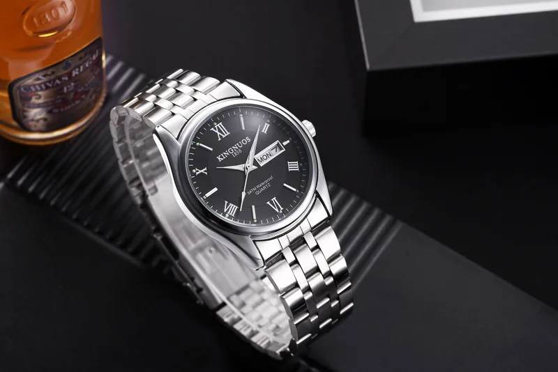 Хит продаж 2019 Мужские кварцевые часы модные деловые 30 м водонепроницаемые Роскошные часы для повседневной носки дни недели и дата часовые