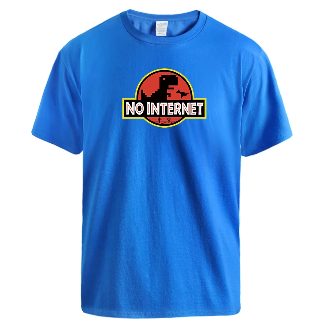 

No internet Novelty Dinosaur Printing Mens T-shirts 2020 Summer Harajuku Tee Shirts Cotton Fashion T Shirt Leisure Funny Tshirts