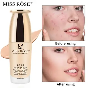 

MISS ROSE 59ML Liquid Face Foundation Repair Nourishing Concealer Whitening Oil-control Pores Brighten Skin Face Makeup TSLM2