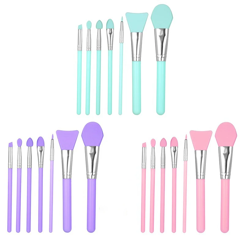7Pcs/Set Silicone Flat Head Face Mask Brush for Gel Mask Mud Mixing Face Mask Brush Cosmetic