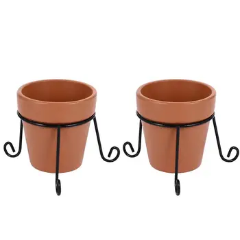

2 Sets Round Terracotta Rustic Flower Pot Bonsai Pot for HomeFlower Pot Plant Pot Macetas Garden Accessories