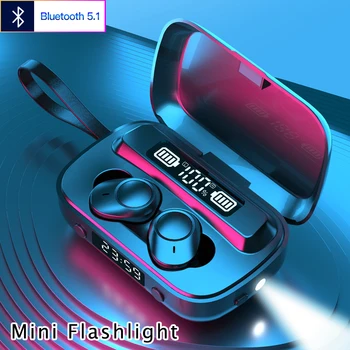 

TWS Bluetooth 5.1 wireless Earphones Headphone Touch Control Earphones Stereo Sport Headset LED Display With Flashlight 2000 MAh