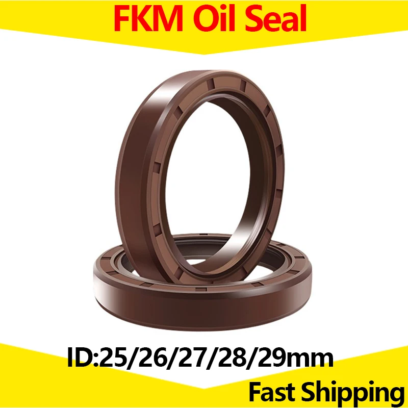 FKM Framework Oil Seal ID 25mm 26mm 27mm 28mm 29mm OD 32-72mm Thickness 4-12mm Fluoro Rubber Gasket Rings 2Pcs