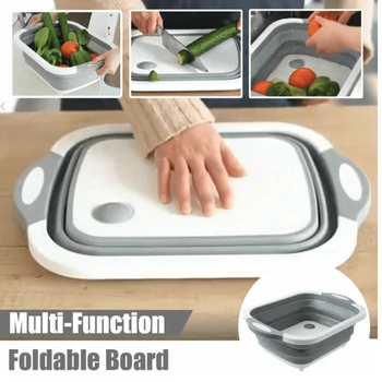 

Kitchen Chopping Block Foldable Cutting Board with Colanders Kitchen Chopping Boards Washing Basket Drain Kitchen Organizer