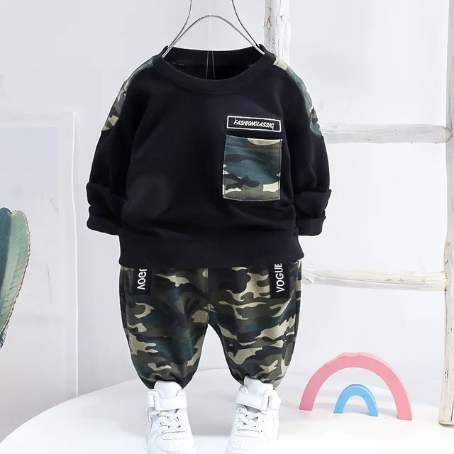 Fashion Spring Autumn Baby Girl Clothes Children Boys Casual Letter Jacket Pants 2Pcs/set Toddler Cotton Costume Kids Tracksuits YT micaiF Black
